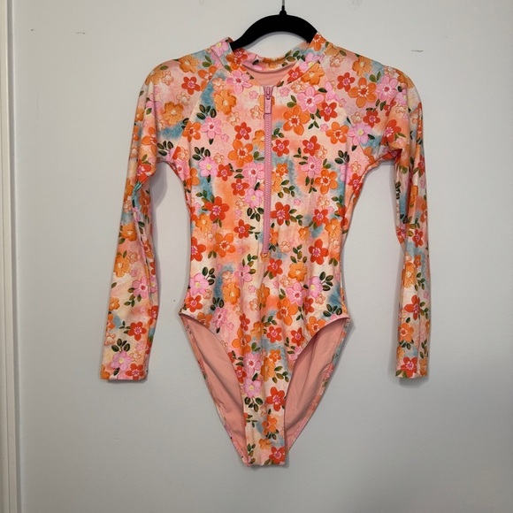 Blackbough Long Sleeve Floral Zip Swimsuit Rash Guard Small NWOT - Picture 3 of 10